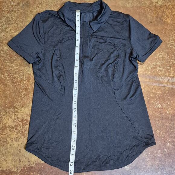 Lululemon Quick-Drying Short Sleeve Polo Shirt Women Black Logo Athletic Tennis - Picture 5 of 6
